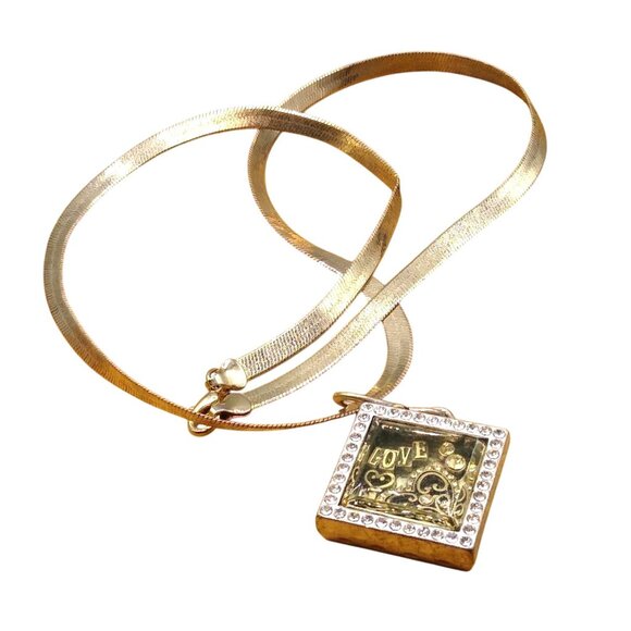 ADO Shadow Box Love Pendant Necklace, Crystals, Heart, and Key Charms with Spell - Picture 2 of 5